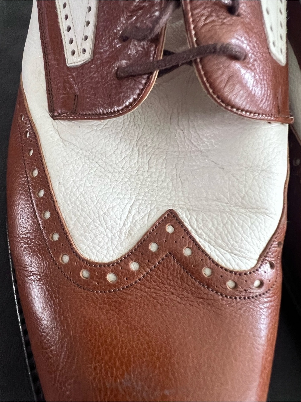 Mezlan Spectator Wingtip Oxfords Men’s US 12 Brown White Leather/Spain - Picture 3 of 16